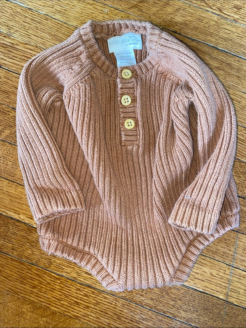 Little Planet by Carter's Peach Knit Baby Romper Sweater